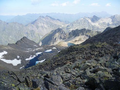 Du pic ou Pale de Crabounouse 3021 m, le lac de Crabounouse