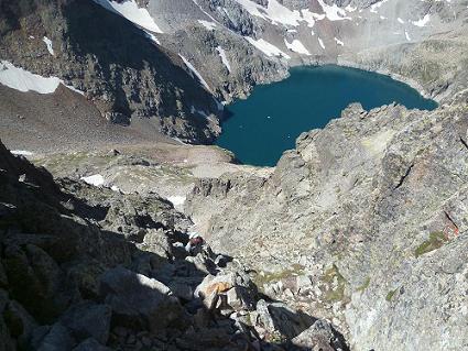 Escalade dans la cheminée du pic Lézat